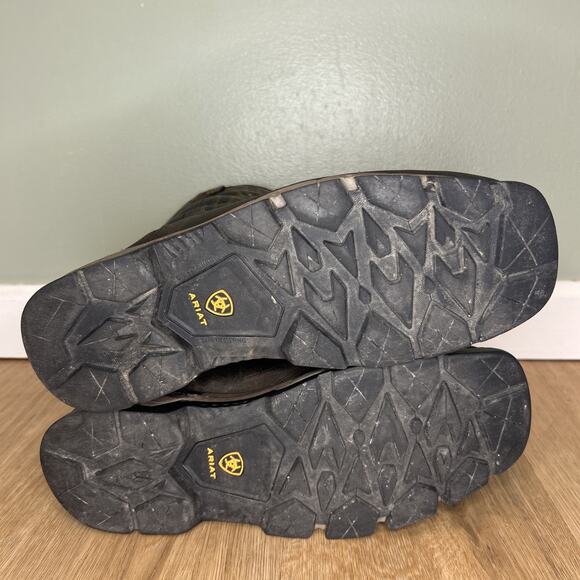 Ariat Mens 9.5D Boots Rebar Flex Brown Leather Square Toe Dry Shield Work - Picture 8 of 9